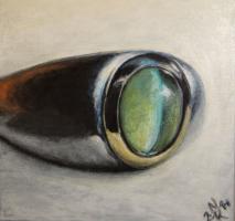 Ring mit Chrysoberyll-Katzenauge - 20 x 20 cm - Malerei