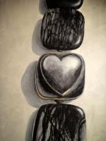 Steinkette aus Japis mit Herz aus 925 Silber - Malerei